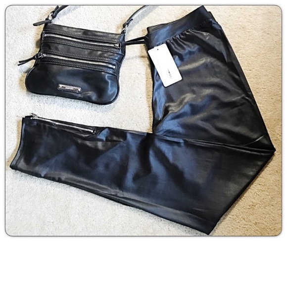 Zip Ankle Faux Leather Leggings OSFM MLXL - Picture 4 of 6